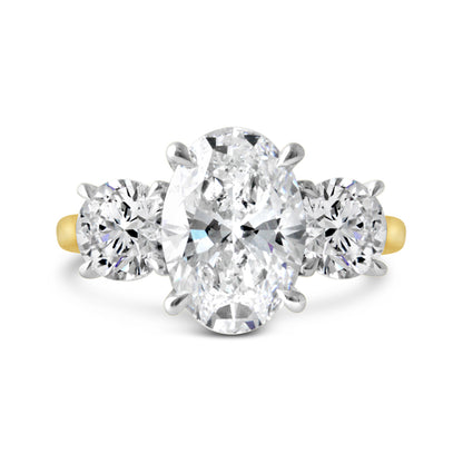 Oval &amp; Round Brilliant Three Stone Diamond Engagement Ring 2.40ct