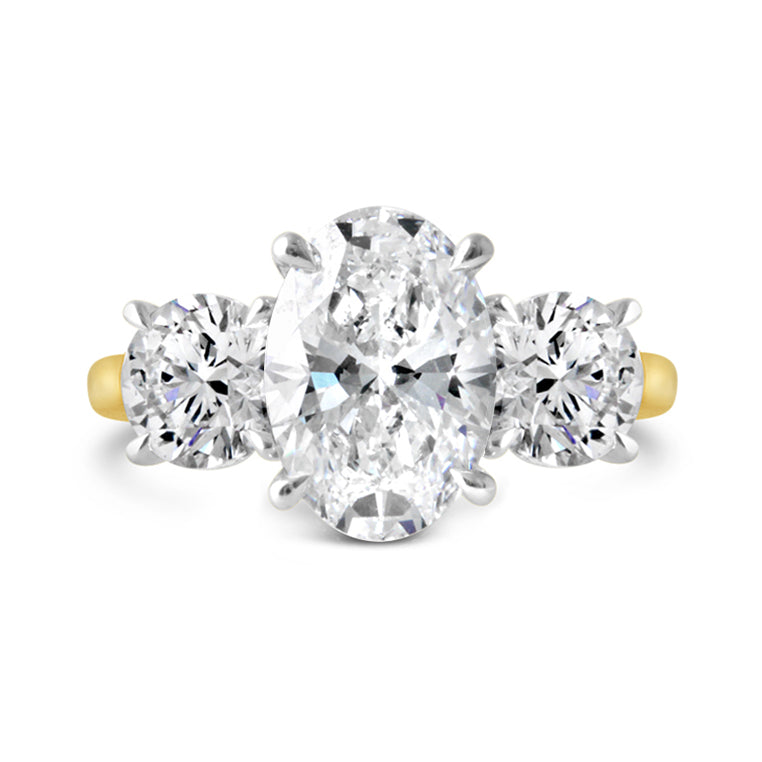 Oval &amp; Round Brilliant Three Stone Diamond Engagement Ring 1.90ct