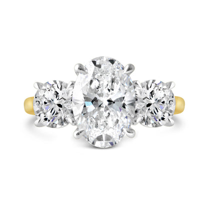 Oval &amp; Round Brilliant Three Stone Diamond Engagement Ring 1.90ct