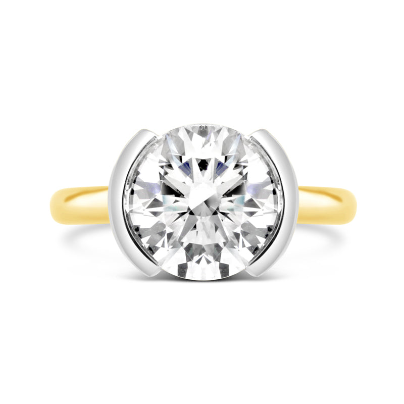 Bezel Set Round Brilliant Cut Diamond Solitaire with Hidden Halo 3.09ct