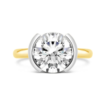Bezel Set Round Brilliant Cut Diamond Solitaire with Hidden Halo 3.09ct