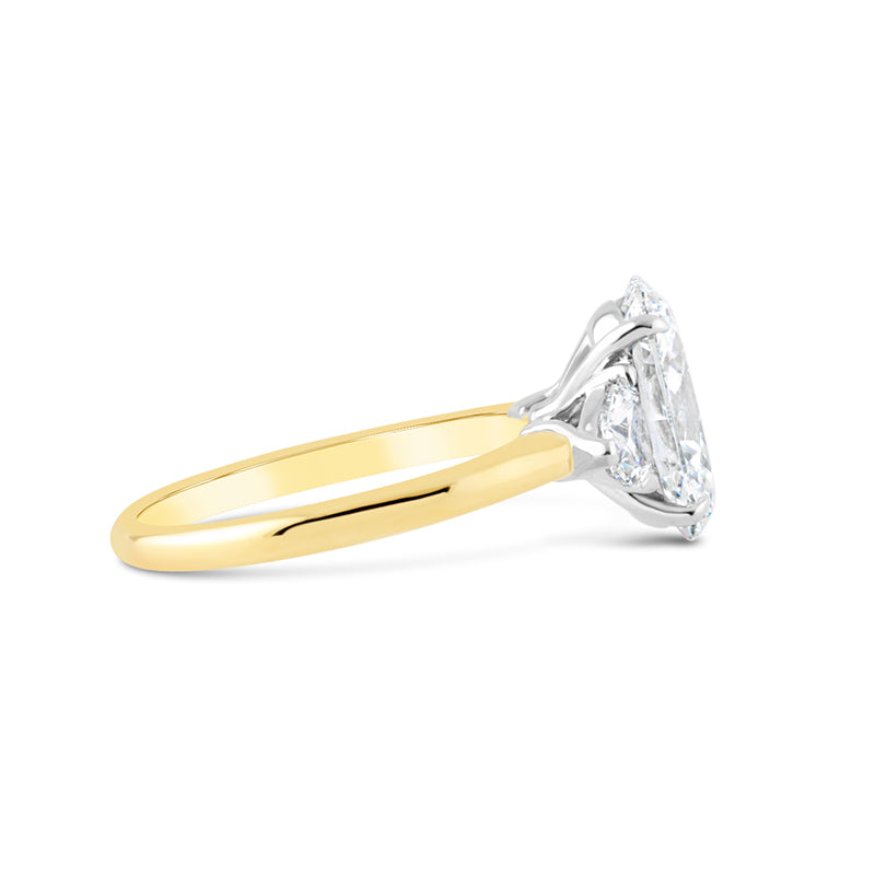 Oval &amp; Trillion Three Stone Diamond Ring 3.83ct