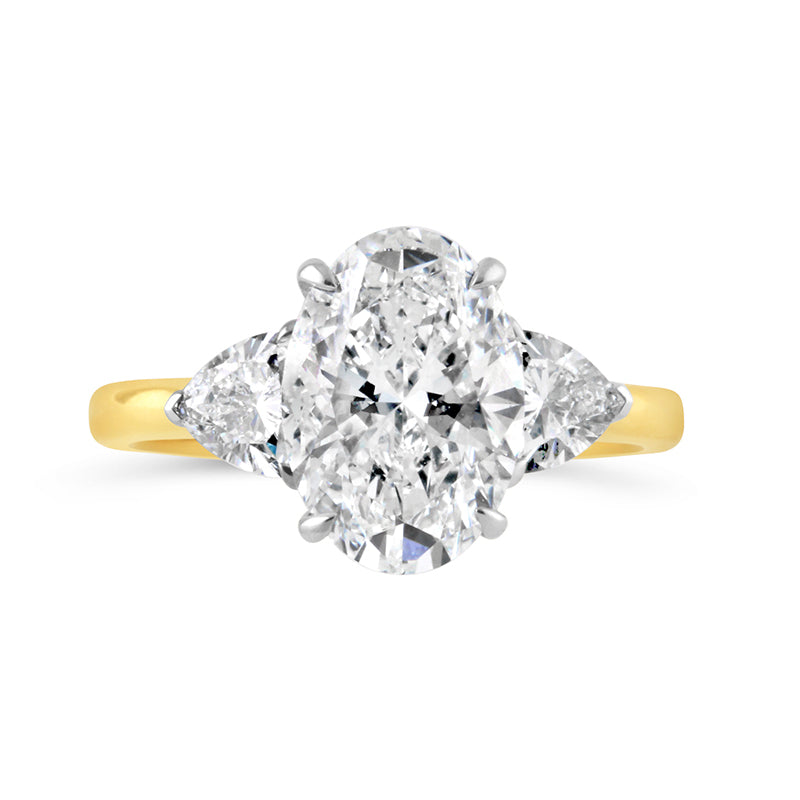 Oval &amp; Trillion Three Stone Diamond Ring 3.83ct