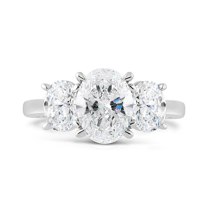 Oval Three Stone Trilogy Diamond Ring 2.51ct