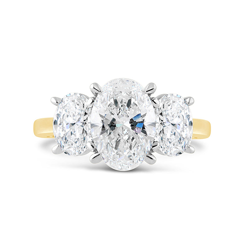Oval Three Stone Trilogy Diamond Ring 3.53ct