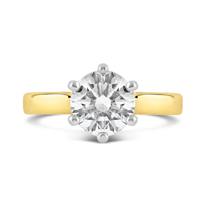 6 Claw Round Brilliant Cut Engagement Ring 2.01ct