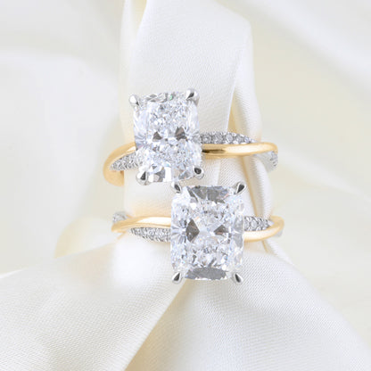 Cushion Cut Diamond Twisted Shoulder Solitaire Ring with Hidden Halo 3.35ct