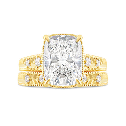 Vintage Inspired Cushion Solitaire Diamond Engagement Ring 4.21ct