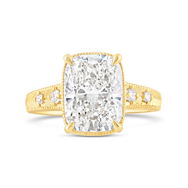 Vintage Inspired Cushion Solitaire Diamond Engagement Ring 4.21ct