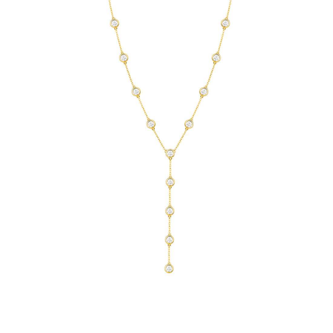 Round Diamond Station Y Necklace 1.25ct