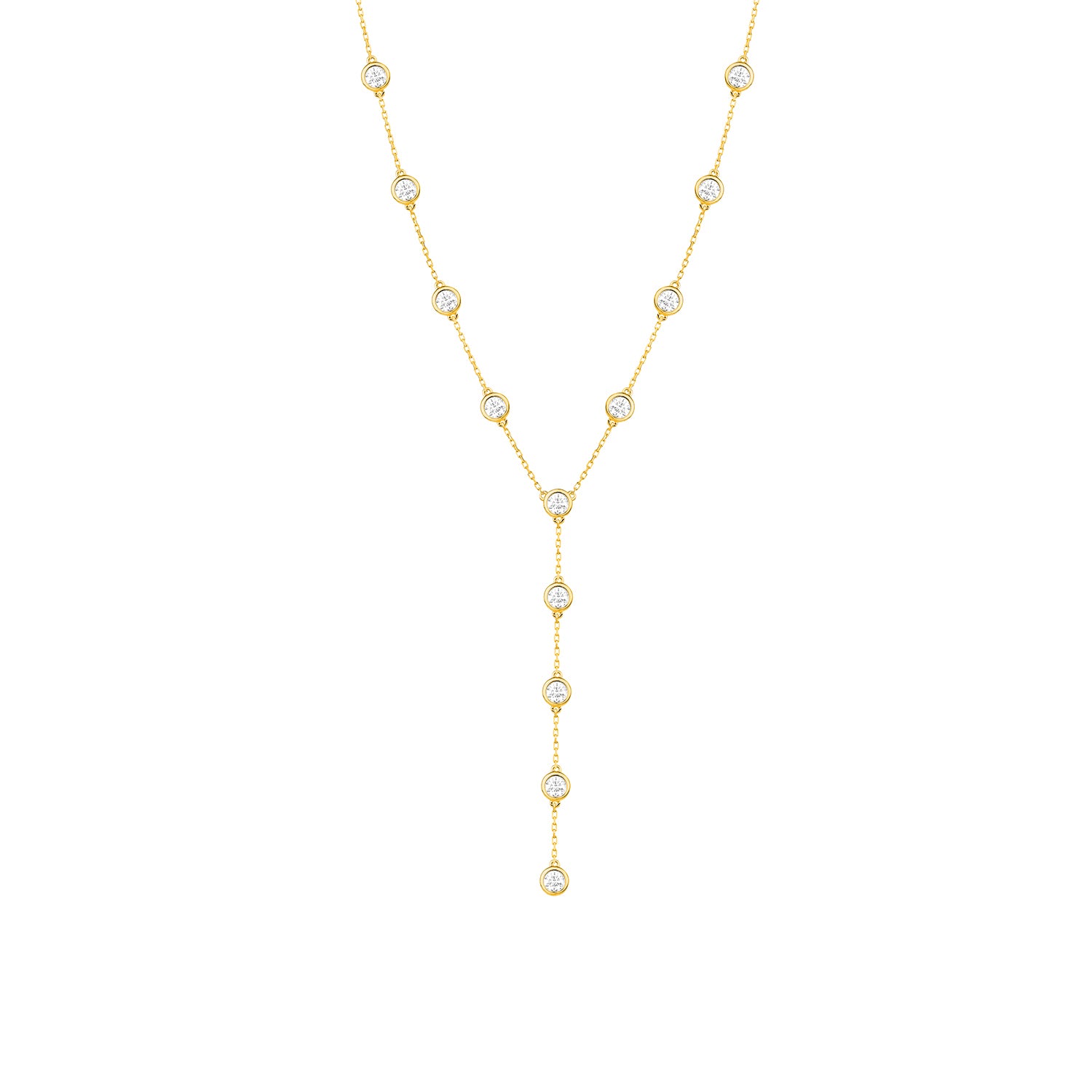 Round Diamond Station Y Necklace 1.25ct
