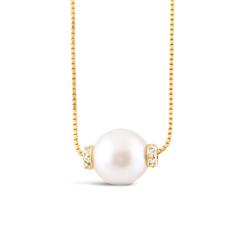 Pearl Sliding Pendant with Diamond Accent