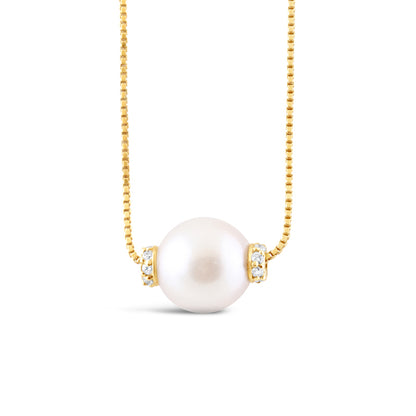 Pearl Sliding Pendant with Diamond Accent