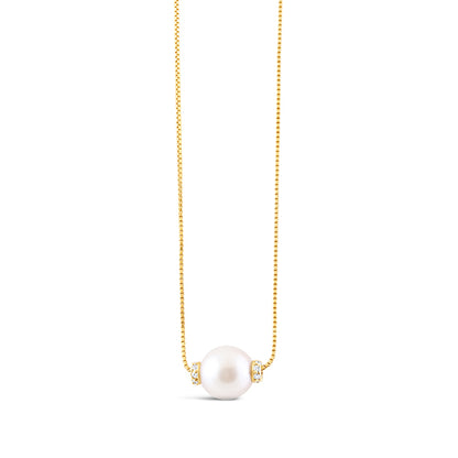 Pearl Sliding Pendant with Diamond Accent