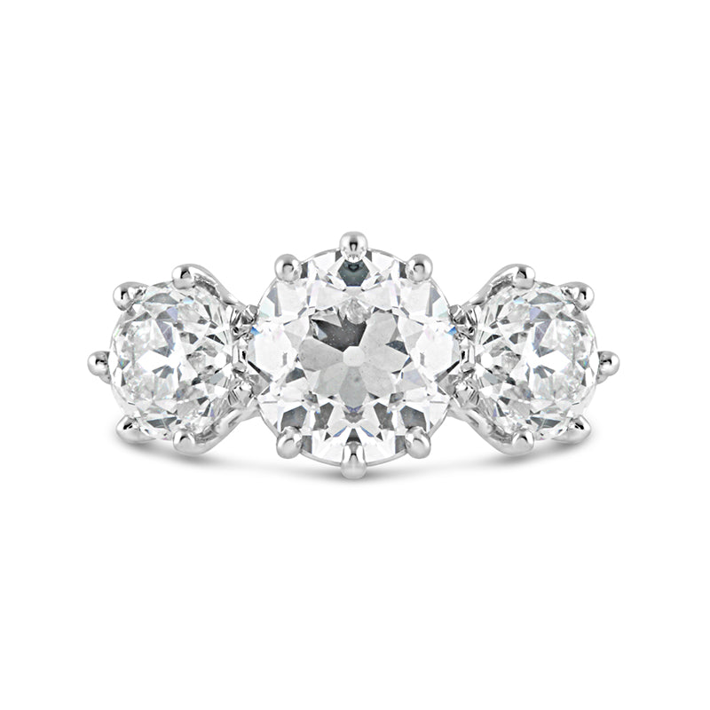 Round Brilliant 6 Claw Diamond Trilogy Ring 6.71ct