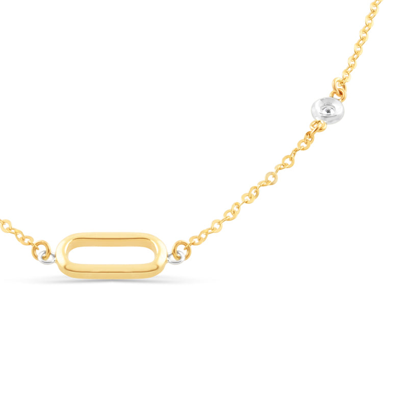 Oval Link &amp; Bezel Set Diamond Multi Station Bracelet