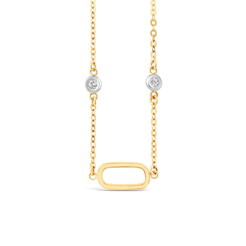 Oval Link &amp; Bezel Set Diamond Multi Station Bracelet