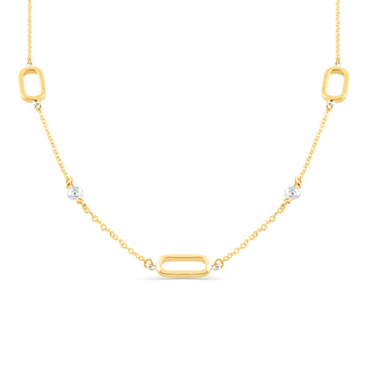 Oval Link &amp; Bezel Set Diamond Multi Station Necklace