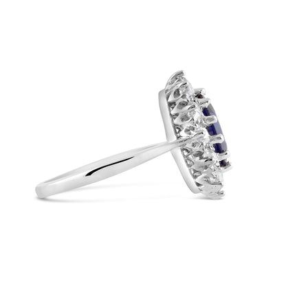 Sapphire &amp; Diamond Halo Cluster Ring 2.50ct