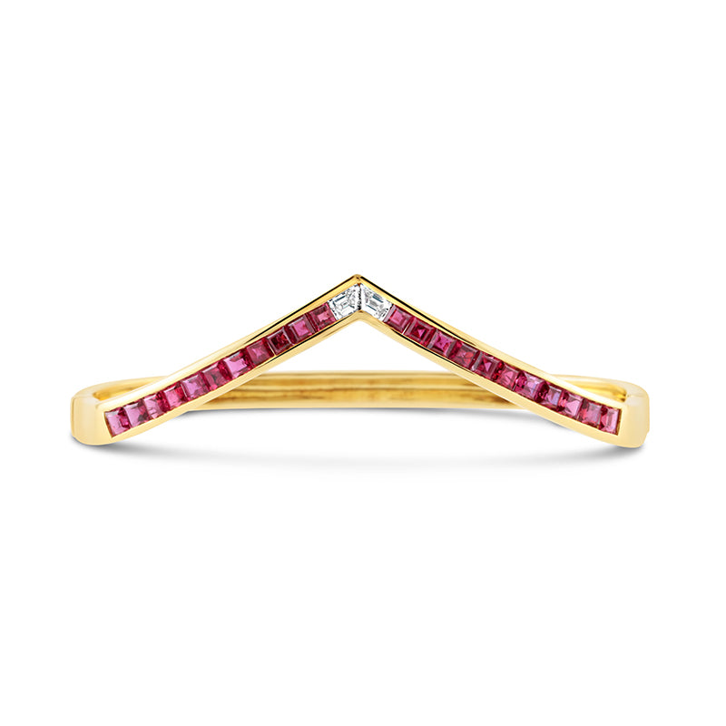 Vintage Ruby &amp; Diamond Wishbone Style Bracelet
