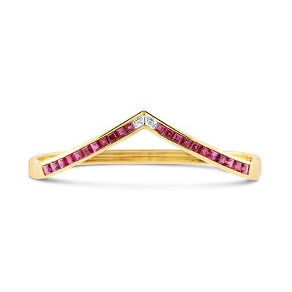 Vintage Ruby &amp; Diamond Wishbone Style Bracelet