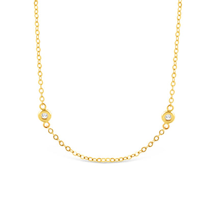 Gold &amp; Diamond Multi Station Double Chain Necklace