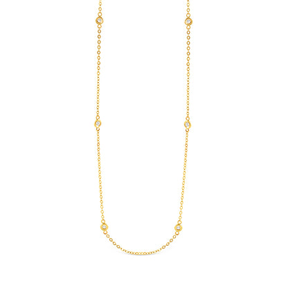 Gold &amp; Diamond Multi Station Double Chain Necklace