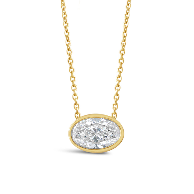 Oval Cut Bezel Set Diamond Pendant 2.08ct