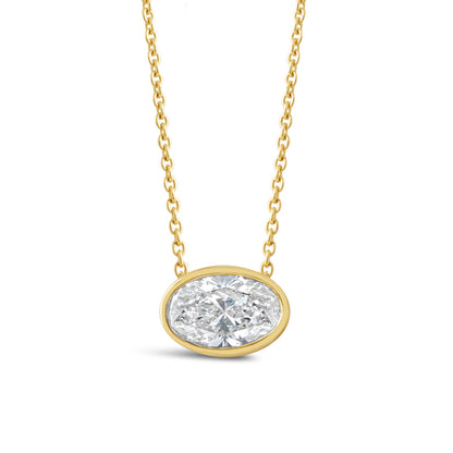 Oval Cut Bezel Set Diamond Pendant 2.08ct