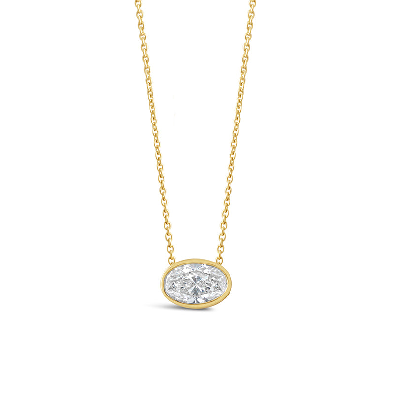 Oval Cut Bezel Set Diamond Pendant 2.08ct