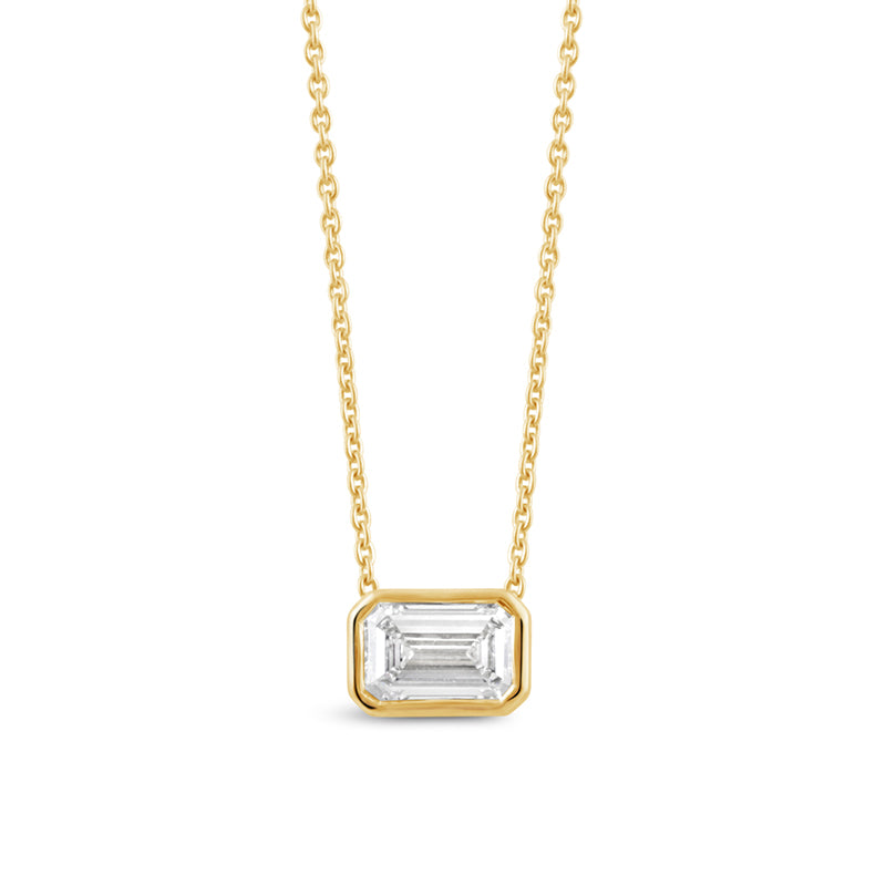 Emerald Cut Bezel Set Diamond Pendant 2.05ct