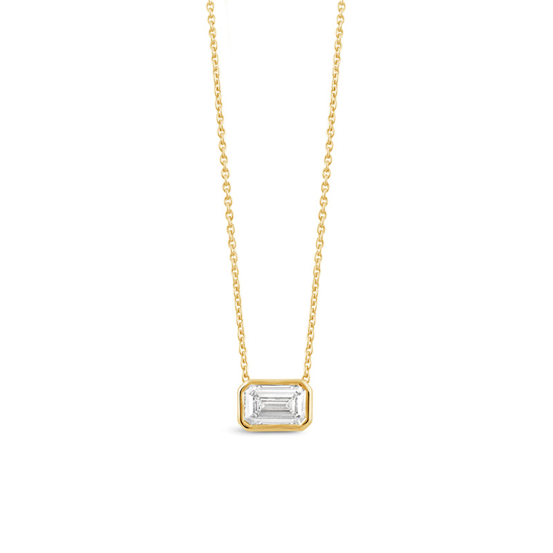 Emerald Cut Bezel Set Diamond Pendant 2.05ct