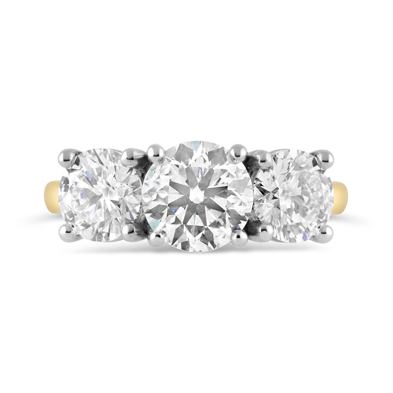 Round Brilliant Three Stone Engagement Ring 3.73ct
