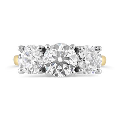 Round Brilliant Three Stone Engagement Ring 3.73ct