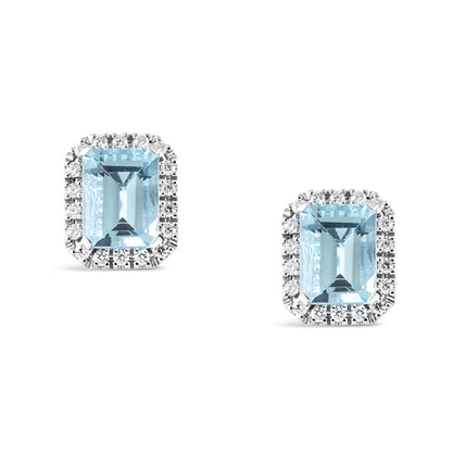 Aquamarine &amp; Diamond Halo Stud Earrings 4.70ct