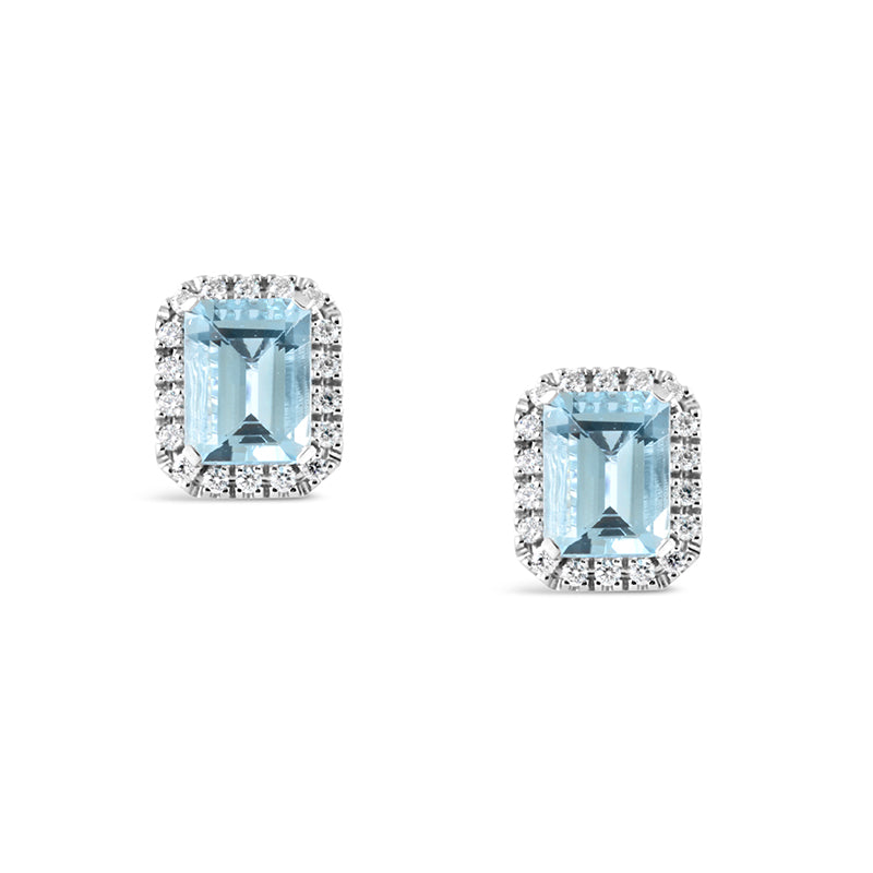 Aquamarine &amp; Diamond Halo Stud Earrings 2.38ct