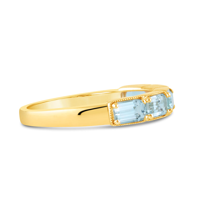 Baguette Cut Blue Topaz 5 Stone Ring