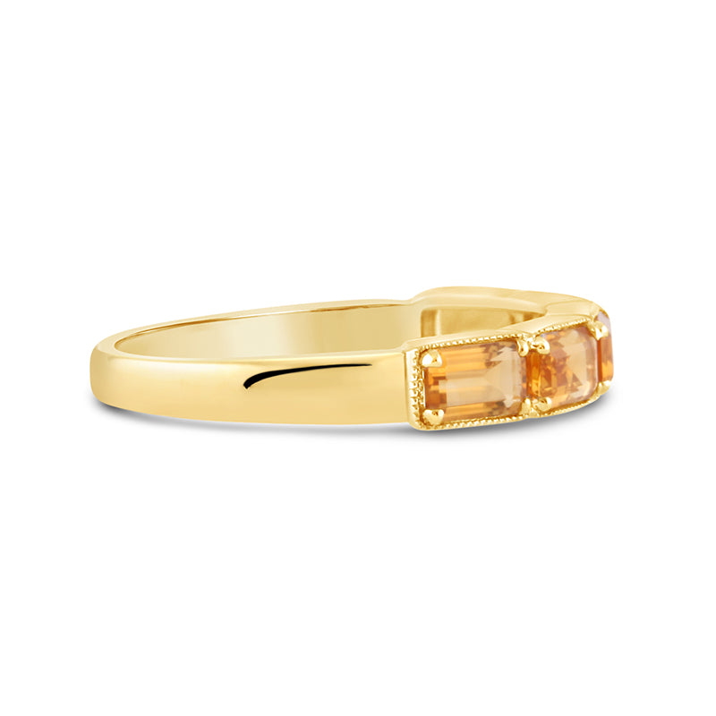 Baguette Cut Citrine 5 Stone Ring