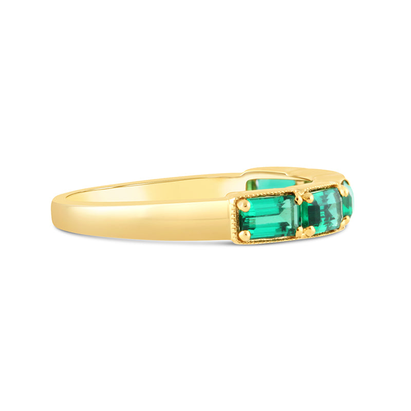Baguette Cut Emerald 5 Stone Ring