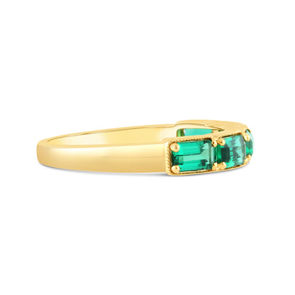 Baguette Cut Emerald 5 Stone Ring