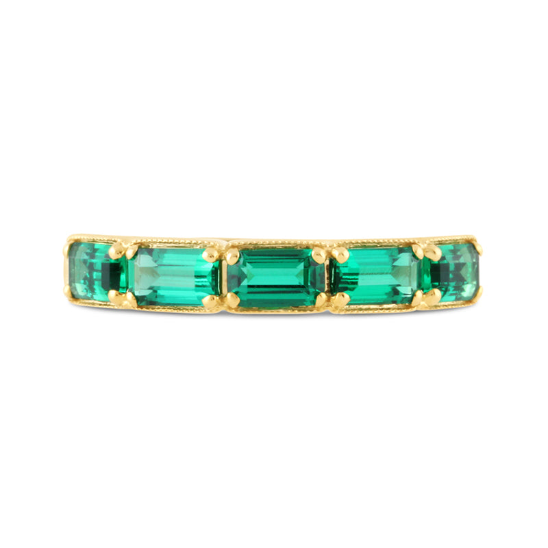 Baguette Cut Emerald 5 Stone Ring