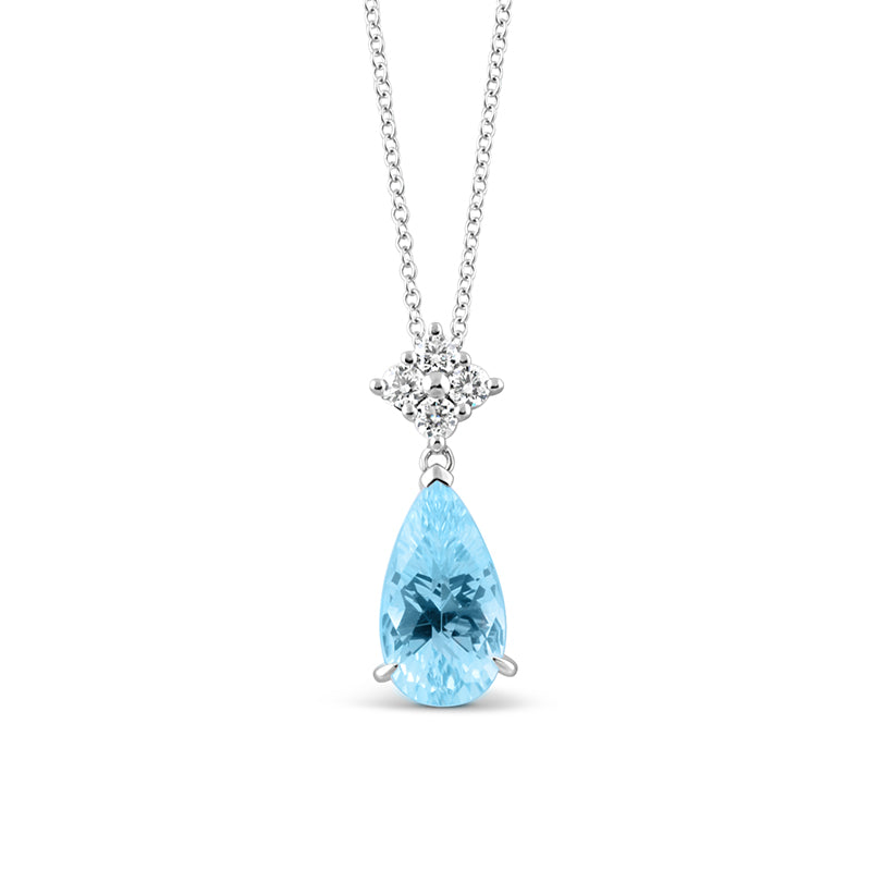 Sky Blue Topaz &amp; Diamond Drop Pendant