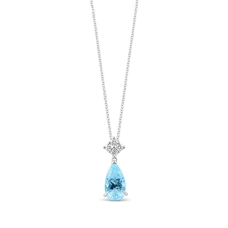 Sky Blue Topaz &amp; Diamond Drop Pendant