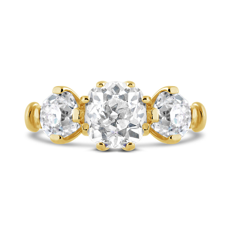 Vintage Italian Old Cut Diamond Three Stone Ring 1.50ct