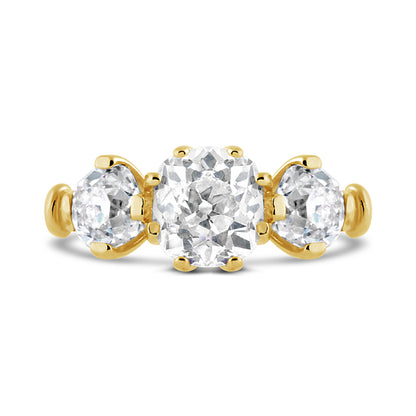 Vintage Italian Old Cut Diamond Three Stone Ring 1.50ct