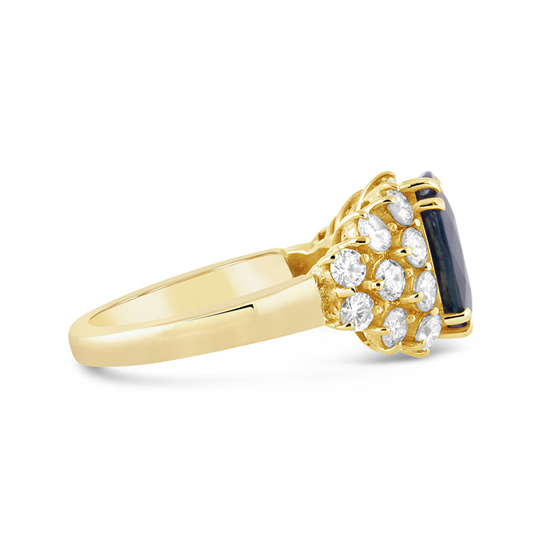 Vintage Italian Oval Sapphire &amp; Diamond Ring 4.00ct