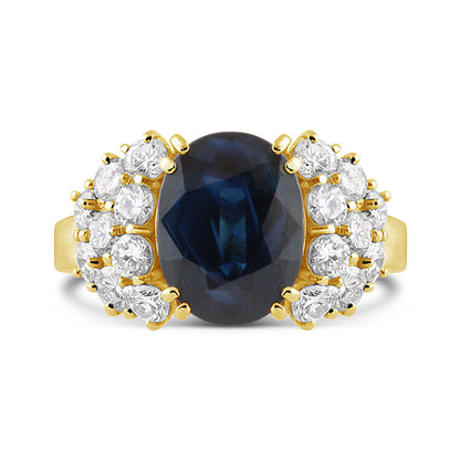 Vintage Italian Oval Sapphire &amp; Diamond Ring 4.00ct