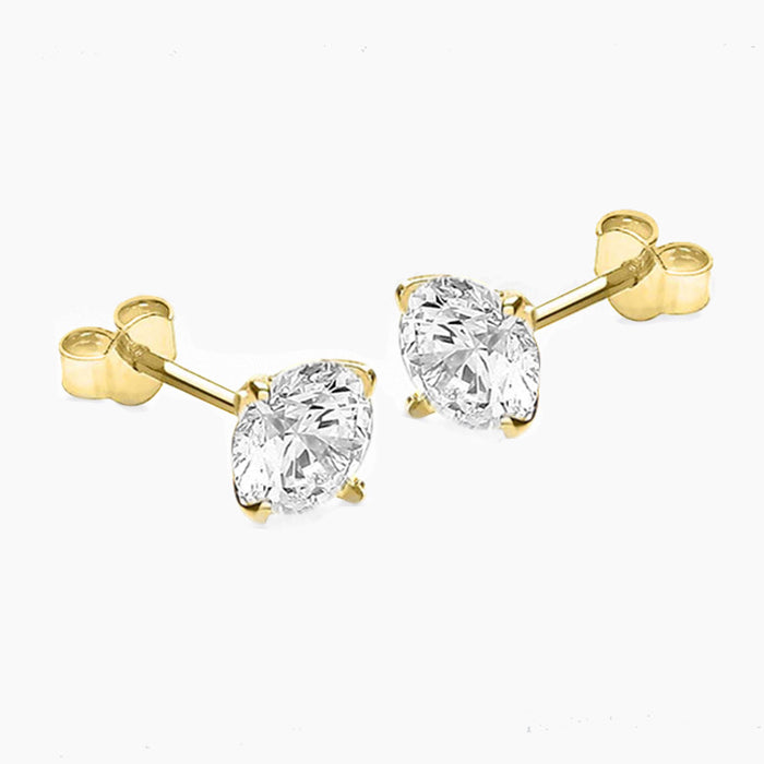 White Stone Stud Earrings - 7mm