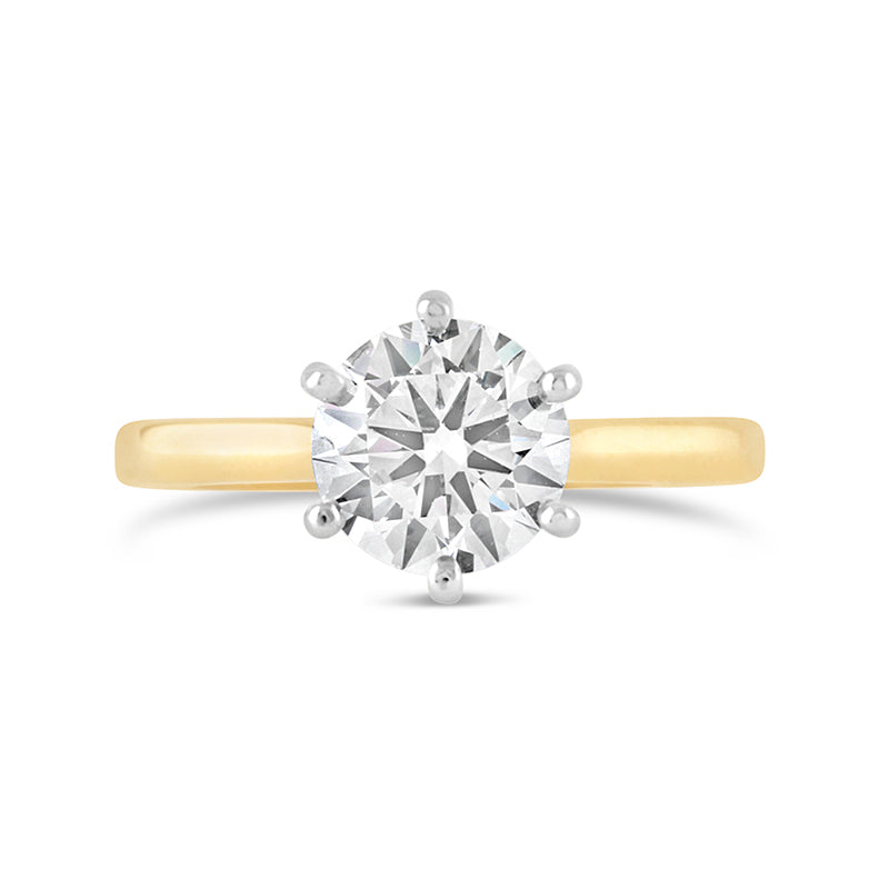 6 Claw Round Brilliant Diamond Solitaire Ring 1.64ct