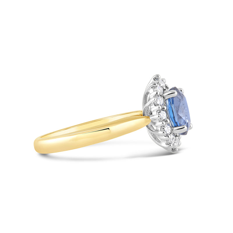 Oval Sapphire &amp; Diamond Cluster Ring 2.02ct